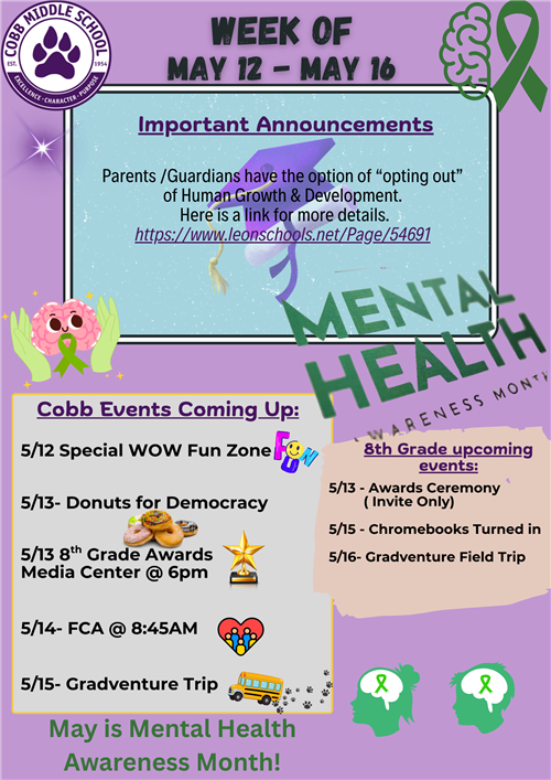 Week of May 12 - May16